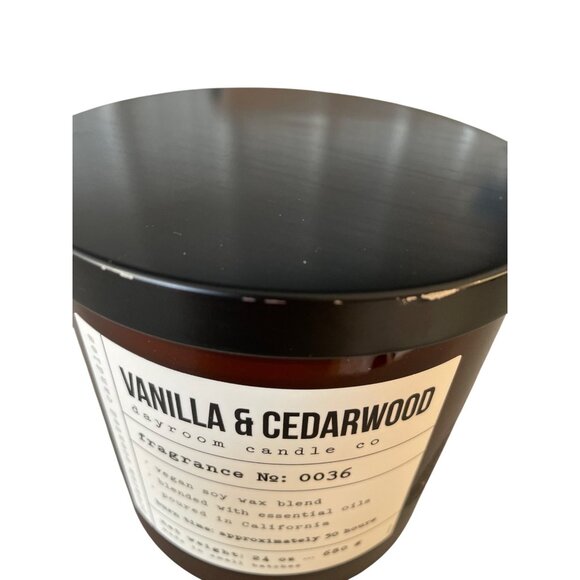 Leoben Vanilla Cedarwood 3-Wick 24oz Soy Wax Candle Essential Oils Amber Jar - Picture 2 of 7